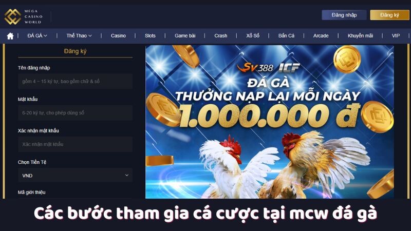 Các bước tham gia cá cược tại mcw đá gà