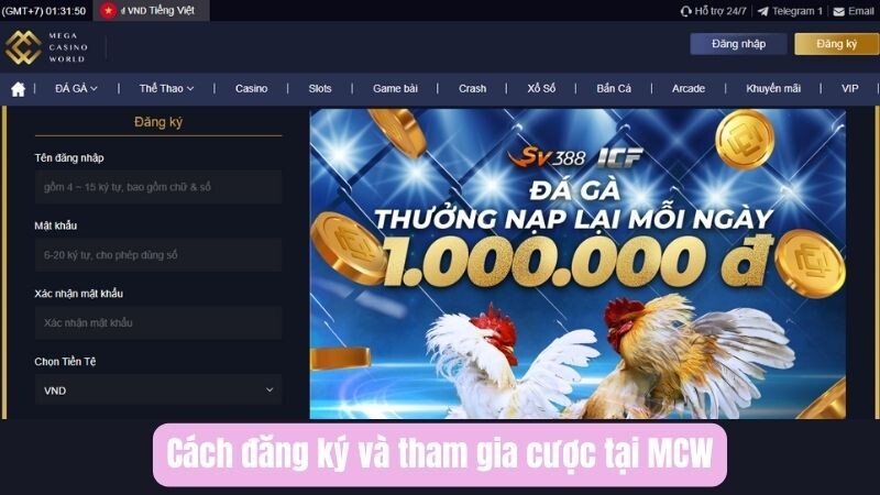 Cách đăng ký và tham gia cược tại MCW