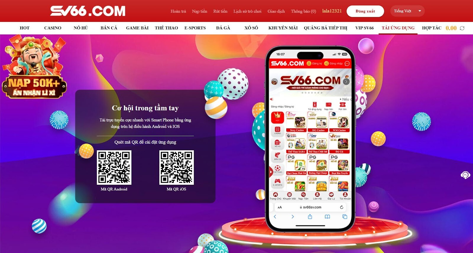 Hướng dẫn hội viên tải app SV66 về smartphone